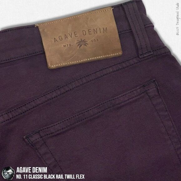 AGAVE DENIM NO. 11 CLASSIC BLACK RAIL TWILL FLEX JEANS IN RAISIN MEN’S SIZE 36 - Picture 8 of 16